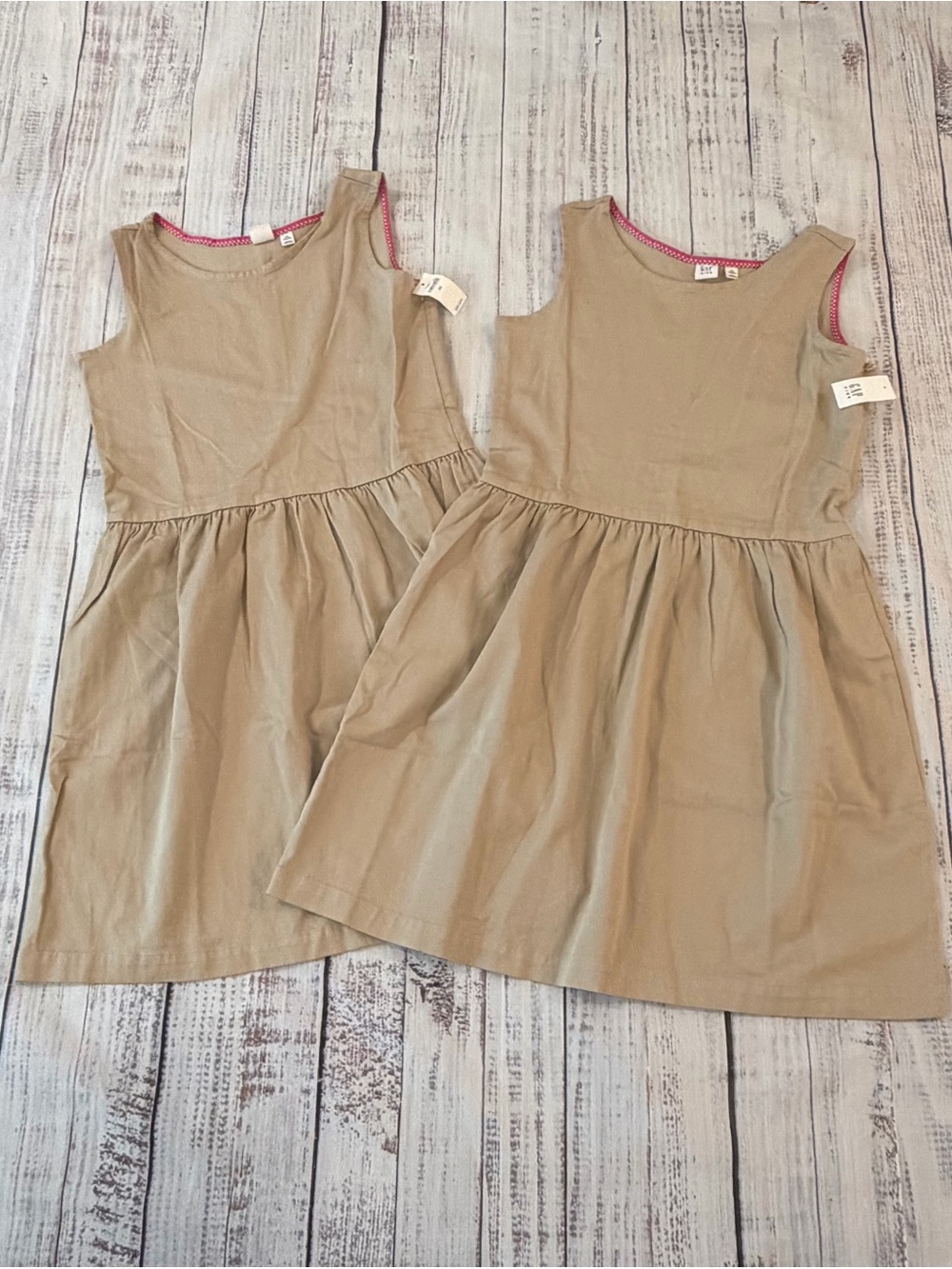 Set of 2 NWT Gap Girls Uniform Dress XXL Tan Brand New Back To School Cotton